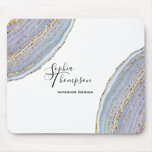 モダンでエレガントな金ゴールドのラベンダーのGeodeの瑪瑙のマウスパッド マウスパッド (正面)