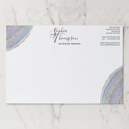 モダンでエレガントな金ゴールドのラベンダーのGeodeの瑪瑙の紙のパッド ペーパーパッド (正面)