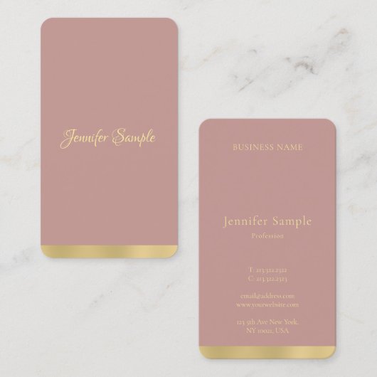 モダンでエレガントな金ゴールドの手書きの原稿の文字の平野 名刺 (正面/裏面)