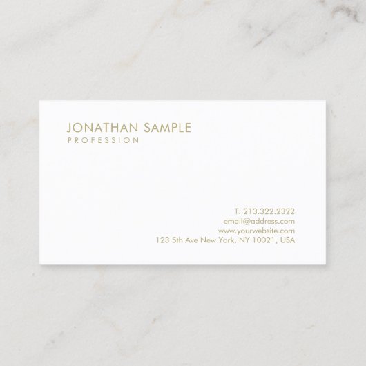 モダンでエレガントな金ゴールドの文字のフォントのミニマルなテンプレート 名刺 (裏面)