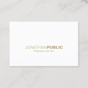 モダンでエレガントな金ゴールドの白い最小主義のシックな平野 名刺