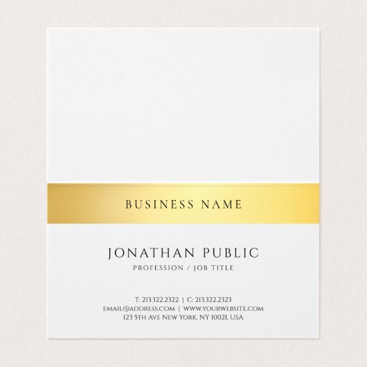 モダンでエレガントな金ゴールドの白黒によって折られるテンプレート 名刺 (内部フラット)