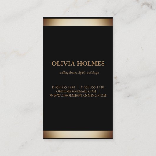 モダンでエレガントな金ゴールドホイルの金属のプロフェッショナル 名刺 (裏面)