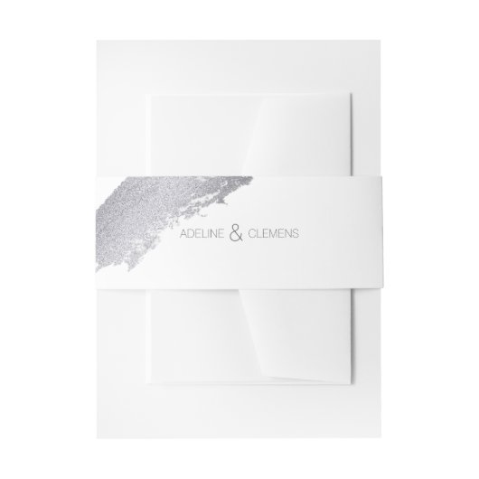 モダンでエレガントな銀製のペンキの結婚式の腹バンド 招待状ベリーバンド (正面例)