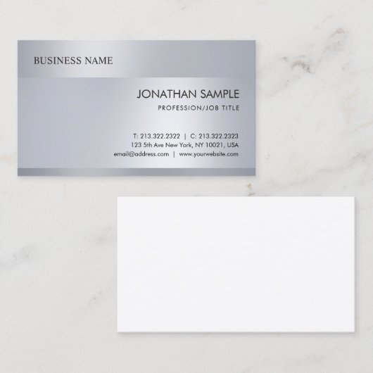 モダンでエレガントな銀製の一見のミニマリストのプロフェッショナル 名刺 (正面/裏面)
