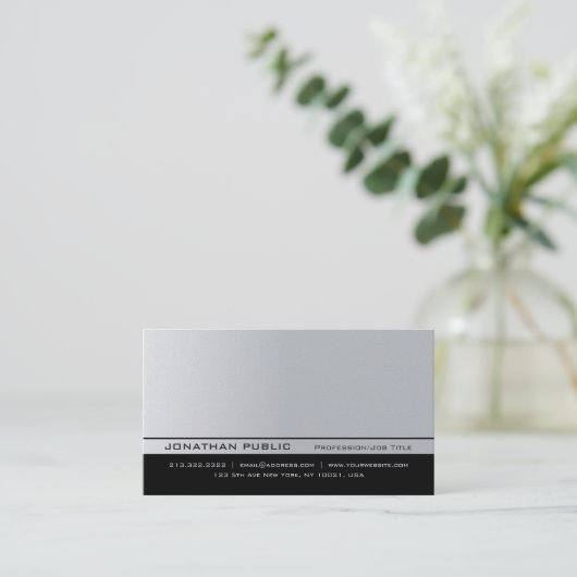 モダンでエレガントな銀製の優れた真珠の終わりの贅沢 名刺 (スタンド正面)