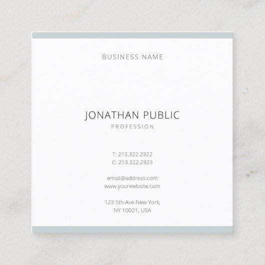 モダンでエレガントな青緑のシンプルなプロフェッショナルのカッコいい スクエア名刺 (裏面)