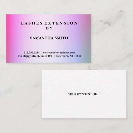 モダンでエレガントな鞭延長プロフェッショナル 名刺 (正面/裏面)