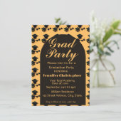 モダンでエレガントな黄色と黒のアーチ卒業 招待状 (スタンド正面)