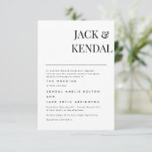 モダンでエレガントな黒と白のカスタマイズ 出欠カード (スタンド正面)