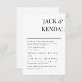 モダンでエレガントな黒と白のカスタマイズ 出欠カード (正面/裏面)