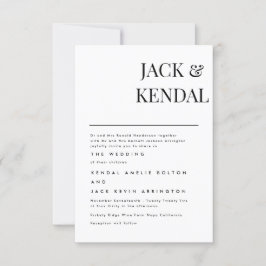 モダンでエレガントな黒と白のカスタマイズ 出欠カード