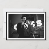 モダンでエレガントな黒と白の結婚式 セーブザデート (裏面)