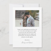 モダンでエレガントな黒と白の2枚の写真の結婚式 サンキューカード (裏面)