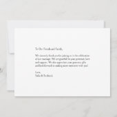 モダンでエレガントな黒と白の3枚の写真の結婚式 サンキューカード (裏面)