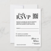 モダンでエレガントな黒と白のQRコード ウェディングRSVP 出欠カード (裏面)