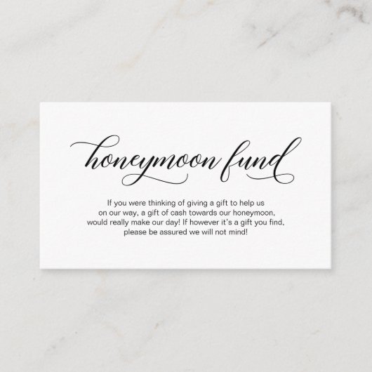 モダンでエレガントな黒のカリグラフィー, ハネムーンの願い エンクロージャーカード (正面)