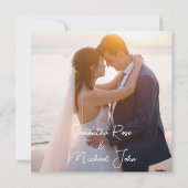 モダンでエレガントな黒の写真付き結婚式御礼カード サンキューカード (裏面)