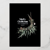 モダンでエレガントな黒の水彩植物の素朴なデザイン 箔シーズンカード (正面)