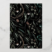 モダンでエレガントな黒の水彩植物の素朴なデザイン 箔シーズンカード (裏面)