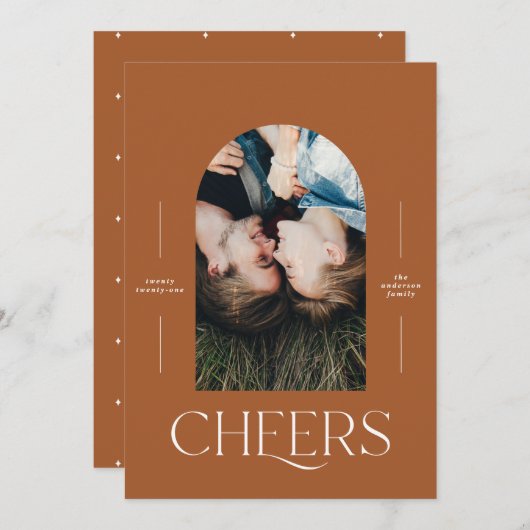 モダンでエレガントな1枚の写真 タイポグラフィー ラスティーなクリスマス (正面/裏面)