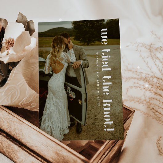 モダンでエレガントな2枚の写真の結婚式での秘密の挙式 案内状