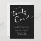 モダンでエレガントな21歳の誕生日パーティー 招待状 (正面)