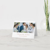 モダンでエレガントな3枚の写真が折り畳まれた結婚式のお礼カード サンキューカード (正面)