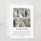 モダンでエレガントな4枚の写真の挙式発表カード 案内状 (裏面)