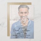 モダンでエレガントな50歳の誕生日写真 招待状 (正面/裏面)