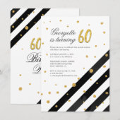 モダンでエレガントな60歳の誕生日 招待状 (正面/裏面)