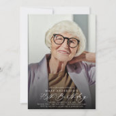 モダンでエレガントな75歳の誕生日パーティーの写真 招待状 (正面)