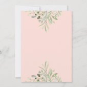 モダンでエレガントな ブッシュピンクとグリーンの ブライダルシャワー招待状 招待状 (裏面)