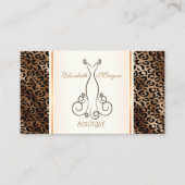 モダンでエレガントな、ラメ入りヒョウ柄のドレス 名刺 (正面)