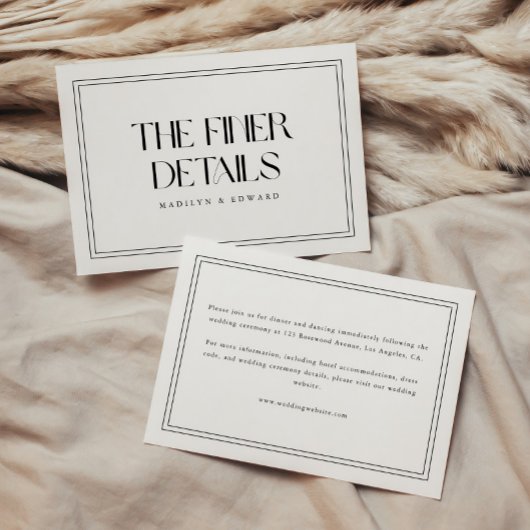 モダンでエレガントな「The Finer Details」結婚式 エンクロージャーカード