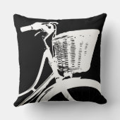 モダンでエレガント、そしてトレンディな黒に白の自転車 クッション (裏面)