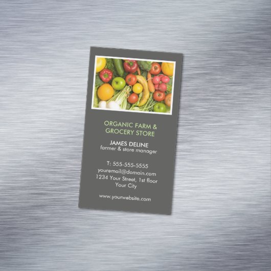 モダンでオーガニックな農場の食料雑貨品店 マグネット名刺 (インサイチュ)