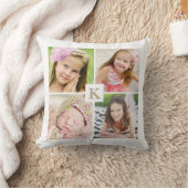 モダンでカスタムなモノグラムの家族写真のコラージュ クッション (ブランケット)