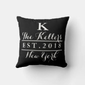 モダンでカスタムなモノグラムの家族写真のコラージュ クッション (裏面)