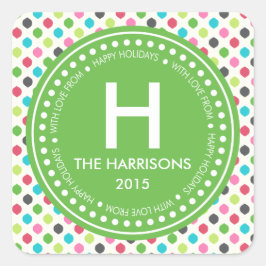 モダンでカラフルなクリスマスのパーソナライズな休日 スクエアシール