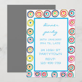 モダンでカラフルなテーマパターン デザイン パーティ テーマ 招待状 (正面/裏面)