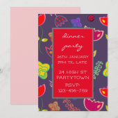 モダンでカラフルなテーマパターン デザイン パーティ テーマ 招待状 (正面/裏面)