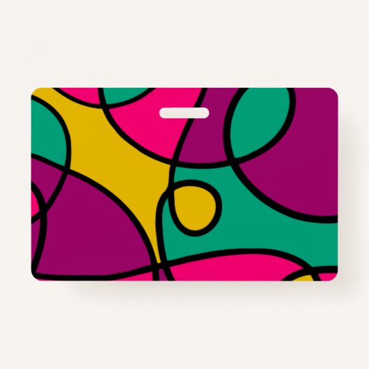 モダンでカラフルなデイケアの中心の名前 バッジ (裏面)