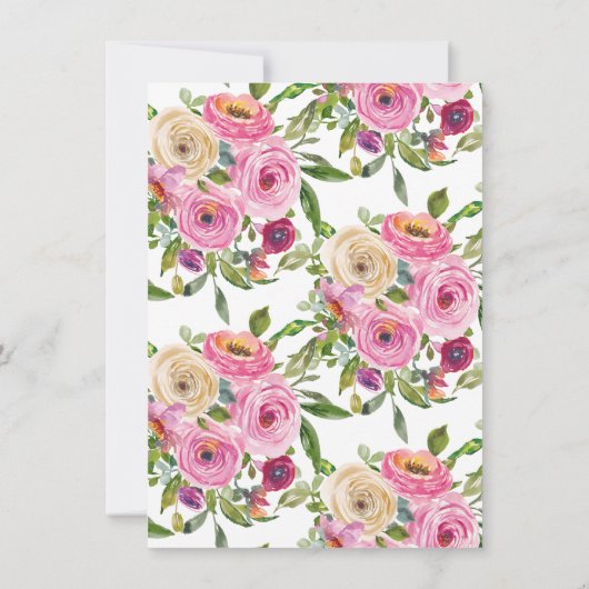 モダンでカラフルなピンクの花の確認 招待状 (裏面)
