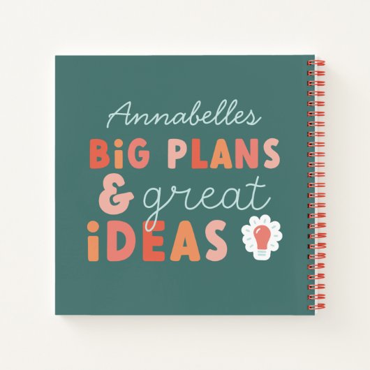 モダンでカラフルな大胆なタイポグラフィの計画とアイデア ノートブック (裏面)