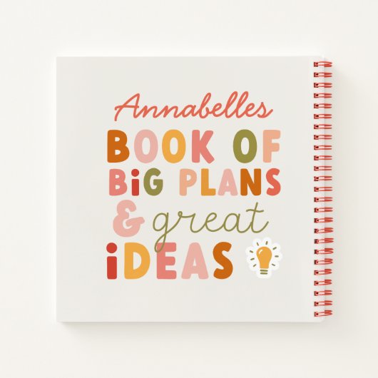 モダンでカラフルな大胆なタイポグラフィの計画とアイデア ノート (裏面)