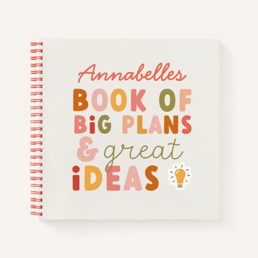 モダンでカラフルな大胆なタイポグラフィの計画とアイデア ノート (正面)