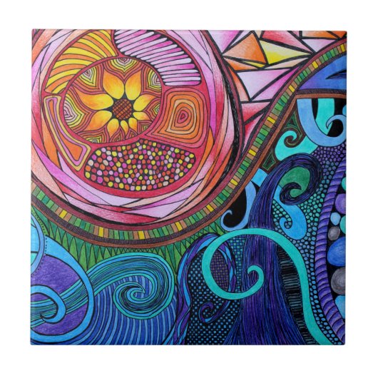 モダンでカラフルな抽象美術 タイル (正面)