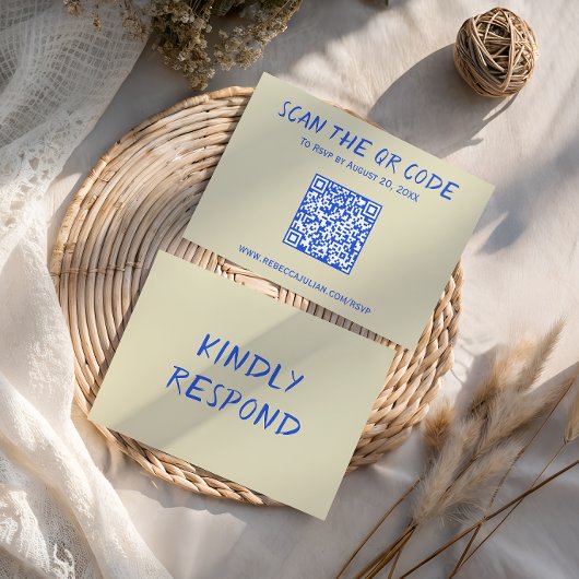 モダンでカラフルな結婚式RSVP QRコードカード 出欠カード