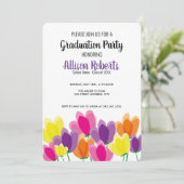 モダンでカラフルな花の卒業パーティー招待状 招待状 (スタンド正面)